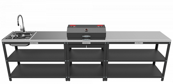 Стол-гриль с решёткой из нержавеющей стали