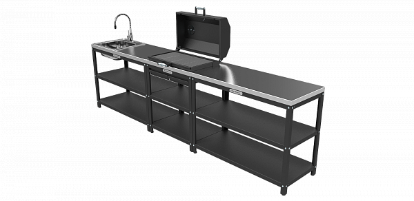 Стол-гриль с решёткой из нержавеющей стали