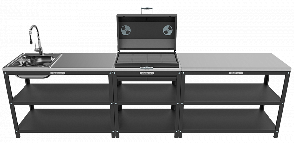 Стол-гриль с решёткой из нержавеющей стали