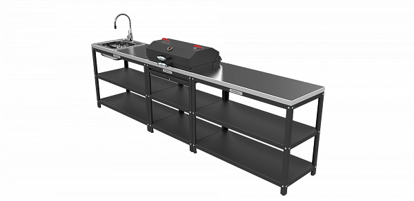 Стол-гриль с решёткой из нержавеющей стали