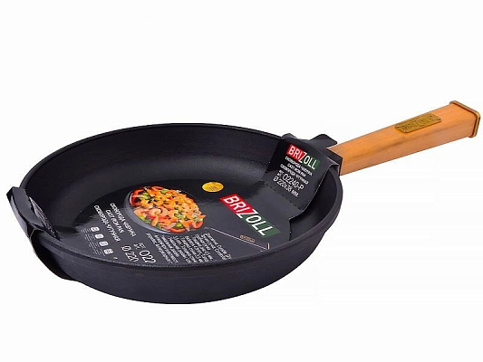 Сковорода чугунная 280х60 "Оптима" с деревянной ручкой Brizoll