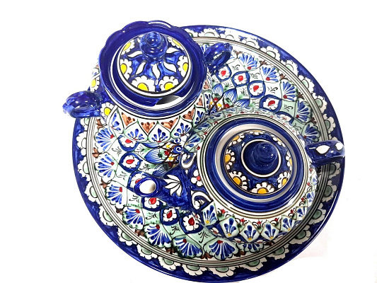 Фарфоровый чайник 0,6 л Риштан, синий