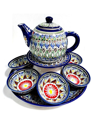 Чайный набор (фарфор), Риштан синий