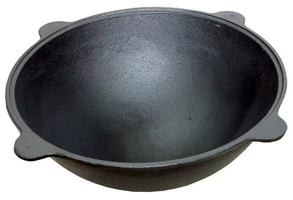 Казан чугунный с крышкой 10 л узбекский плоское дно