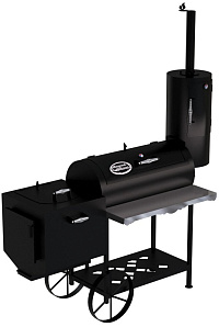 Гриль - Смокер "Паровоз казан XXL", 5 мм, печь слева