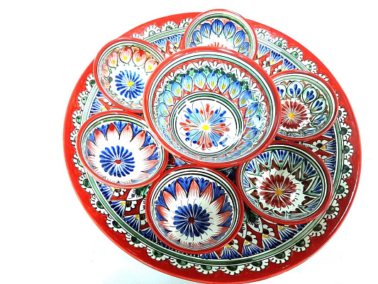 Чайный набор (фарфор), Риштан красный