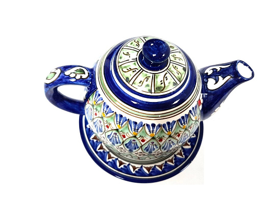 Фарфоровый чайник 1,25 л Риштан, синий