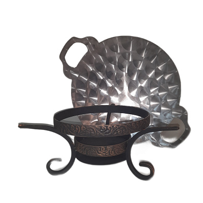 Садж 35 см нержавеющая сталь 3D с подставкой "Шелковый путь"