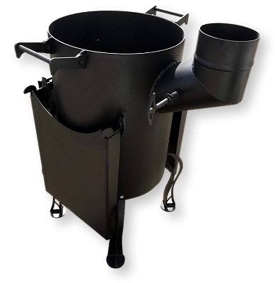 Печь для казана 16 л с боковыми полочками