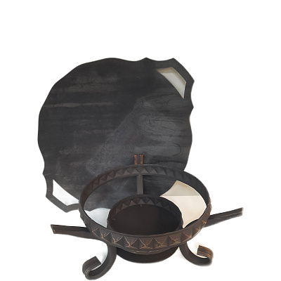 Садж 40 см стальной с крышкой и подставкой "Пирамида"