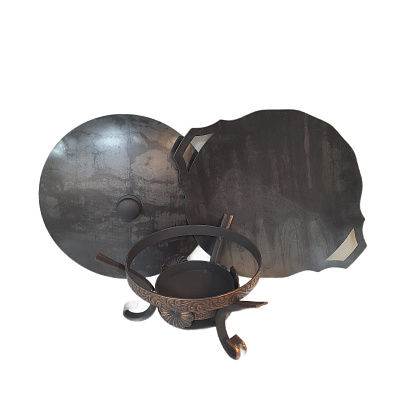 Садж 50 см стальной с крышкой и подставкой "Шелковый путь 2"