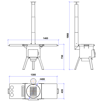 Боковые столики для печи под казан "Берель-480 К" (комплект)