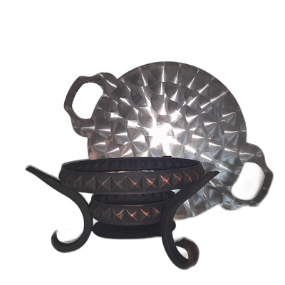 Садж 40 см нержавеющая сталь 3D c подставкой "Пирамида"