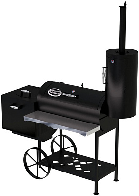 Гриль - Смокер "Паровоз казан XXL", 3 мм, печь слева