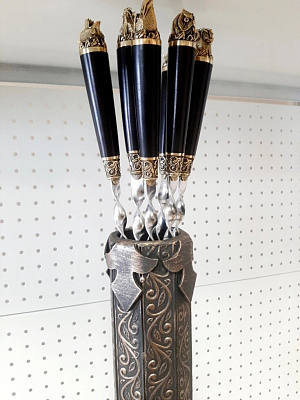 Тубус кованый с орнаментом - подставка для шампуров