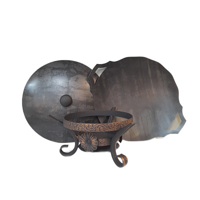 Садж 50 см стальной с крышкой и подставкой "Шелковый путь 2"