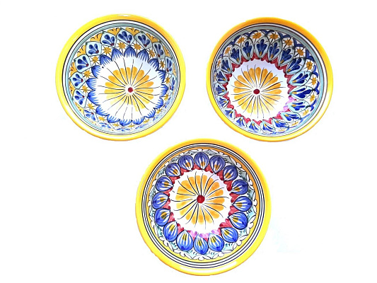 Коса (косушка) фарфоровая Риштан, средняя желтая