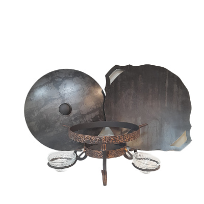 Садж 50 см стальной с крышкой и подставкой "Премиум"