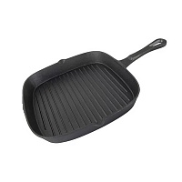 Сковорода - ГРИЛЬ чугунная 260х260х45 (MANOLI) с литой  ручкой