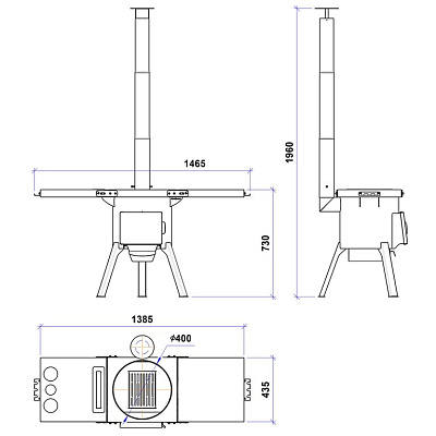 Боковые столики для печи под казан "Берель-400 К" (комплект)
