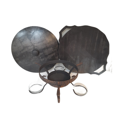 Садж 50 см стальной с крышкой и подставкой "Премиум"