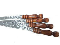 Шампур широкий для люля-кебаб, 50 см (деревянная ручка)