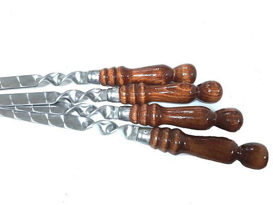 Шампур широкий для люля-кебаб, 45 см (деревянная ручка)