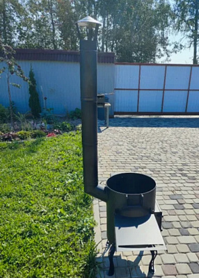 Печь для казана 16 л с боковыми полочками