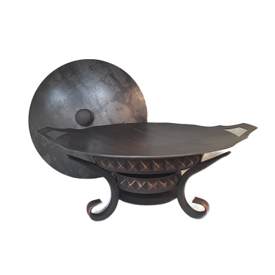 Садж 50 см стальной с крышкой и подставкой "Пирамида"