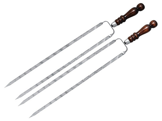 Шампур двойной 3*10*50 с деревянной ручкой