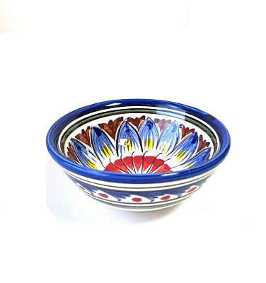 Пиала фарфоровая Риштан, большая синяя