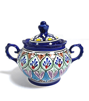 Сахарница Риштан синяя (фарфор)