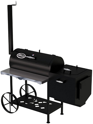 Гриль - Смокер "Паровоз казан XL", 5 мм, печь справа