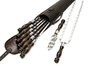 Набор шампуров Премиум в кожаном чехле