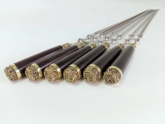 Шампур подарочный, дерево граб, литье Дубок