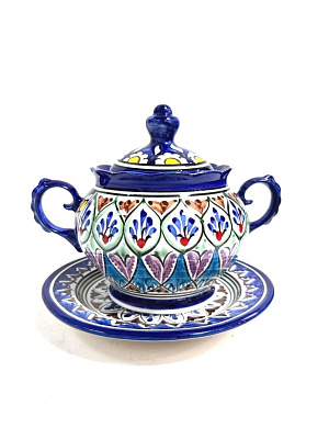 Сахарница Риштан синяя (фарфор)