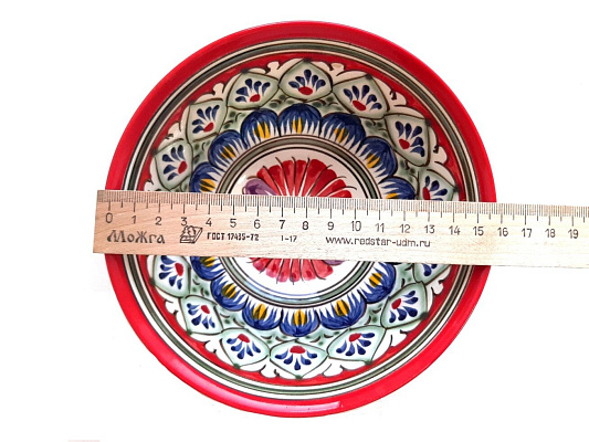 Коса (косушка) фарфоровая Риштан, большая красная