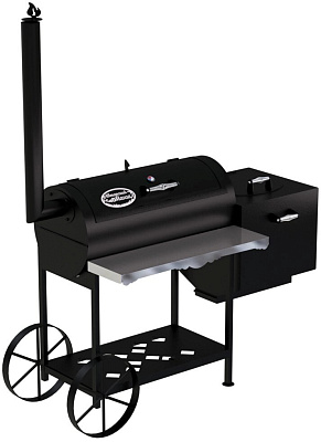 Гриль - Смокер "Паровоз казан XL", 5 мм, печь справа