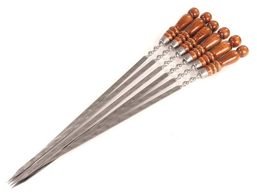 Набор шампуров в кожаном чехле (оранжевый)