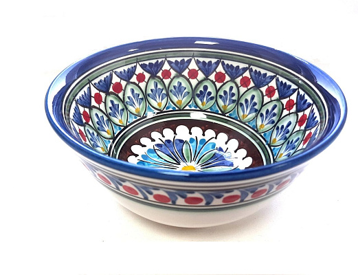 Коса (косушка) фарфоровая Риштан, большая синяя