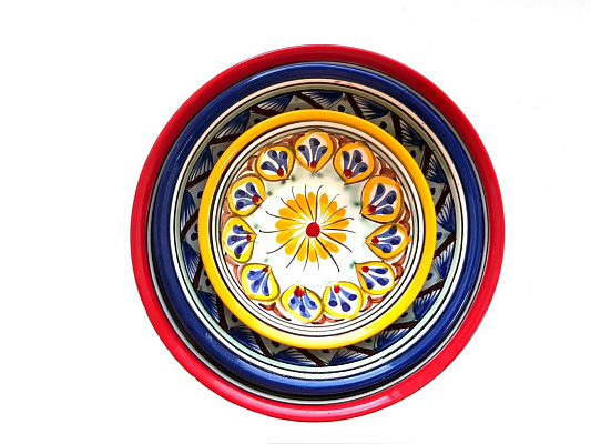 Пиала фарфоровая Риштан, большая красная