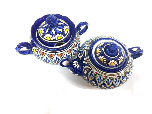 Фарфоровый чайник 0,6 л Риштан, синий