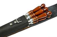 Набор шампуров в кожаном чехле (чёрный)