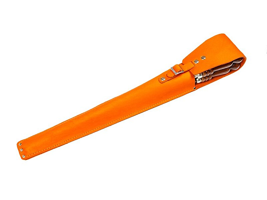 Набор шампуров в кожаном чехле (оранжевый)