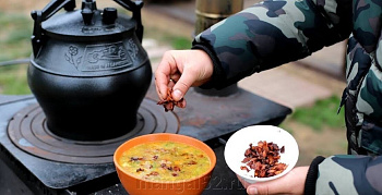 Гороховый суп с копченостями в афганском казане