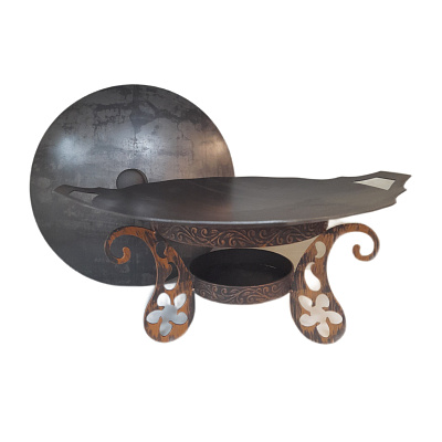 Садж 40 см стальной с крышкой и подставкой Турция"