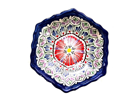 Салатница средняя 18х18 см, Риштан синяя