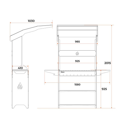 Мангал c крышей Gratar M Professional Standart Roof