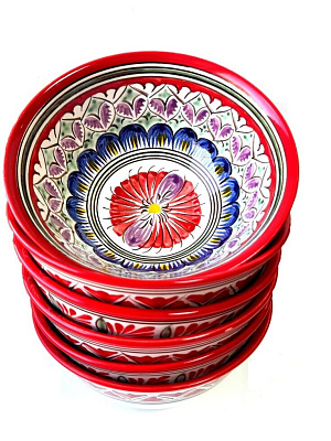 Коса (косушка) фарфоровая Риштан, большая красная