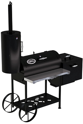 Гриль - Смокер "Паровоз казан XXL", 5 мм, печь справа